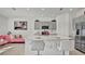 Modern kitchen with gray cabinets, stainless steel appliances, and an island at 3663 Circle Hook St, Kissimmee, FL 34746