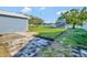 Backyard with patio, shed and water view at 7685 Ceres Dr, Orlando, FL 32822