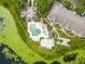 Aerial view of resort-style pool and patio area with lush landscaping at 7524 Seurat St # 12301, Orlando, FL 32819