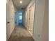 Clean hallway with carpet flooring and access to bedrooms and bathrooms at 1160 Lakeshore Breeze Pl, Kissimmee, FL 34747