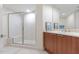 Clean bathroom with a walk-in shower and modern vanity at 231 Riverside Drive # 101-1, Holly Hill, FL 32117