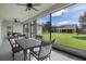 Spacious screened porch with table and chairs, overlooking backyard at 6115 Sunset Isle Dr, Winter Garden, FL 34787