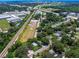 Aerial view of property near railroad tracks and neighboring homes at 1129 Crestview Ave, Lakeland, FL 33805
