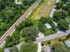 Aerial view showing property near railroad tracks and residential homes at 1129 Crestview Ave, Lakeland, FL 33805