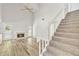 Living room with fireplace, high ceiling and access to backyard at 11128 Cypress Leaf Dr, Orlando, FL 32825