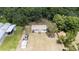 Aerial view showing home, shed, and large backyard at 22545 Orange Blossom Ln, Eustis, FL 32736