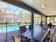 Enjoy dining al fresco by the refreshing pool with ample seating and a screened enclosure at 9101 El Caro Ln, Davenport, FL 33896