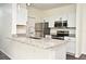 Modern kitchen with white cabinets, granite countertops and stainless steel appliances at 5467 Vineland Rd # 6308, Orlando, FL 32811