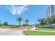 Landscaped entrance to Marina Grande, a luxury condo community at 241 Riverside Dr # 1901, Daytona Beach, FL 32117