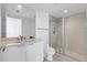 Modern bathroom with single vanity and shower at 241 Riverside Dr # 1901, Daytona Beach, FL 32117