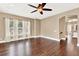 Spacious living room featuring hardwood floors and a ceiling fan at 801 Lobelia Dr, Lake Mary, FL 32746