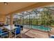 Enjoy this relaxing pool area, complete with patio furniture and screened enclosure at 8804 Macapa Dr, Kissimmee, FL 34747