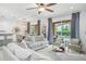 Spacious living room with comfortable seating and access to backyard patio and pool at 5229 Oakbourne Ave, Davenport, FL 33837