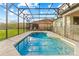Inviting swimming pool with screened enclosure and patio furniture at 2654 Rosemont Cir, Davenport, FL 33837