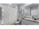 Clean bathroom with a shower/tub combo and vanity at 2716 Fieldbrooke Way, Edgewater, FL 32141