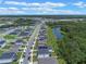 Aerial view of a residential neighborhood with a lake at 2864 Sanctuary Dr, Clermont, FL 34714