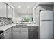 Modern kitchen with gray cabinets and stainless steel appliances at 13905 Fairway Island Dr # 1022, Orlando, FL 32837