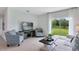 Living room with sliding glass doors leading to a tranquil backyard at 2888 Waterlily Way, Poinciana, FL 34759