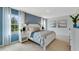 Bright bedroom with a blue accent wall and a comfortable bed at 2888 Waterlily Way, Poinciana, FL 34759