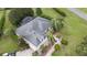 Aerial view showcasing the home's roofline, pool, and large backyard at 25013 Derby Dr, Sorrento, FL 32776