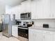 Modern kitchen with stainless steel appliances and white cabinets at 8976 Amelia Downs Trl, Kissimmee, FL 34747