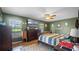 Spacious bedroom with a dresser and a striped comforter at 2727 N Juliet Dr, Deltona, FL 32738