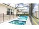 Inviting screened pool and spa with safety fence at 441 Montara Dr, Davenport, FL 33897