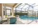 Enjoy the screened pool area with patio furniture at 441 Montara Dr, Davenport, FL 33897