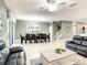 Spacious living room with comfortable seating and a large TV at 1410 Wexford Way, Davenport, FL 33896