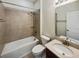 Simple bathroom with shower/tub combo and vanity at 3420 Sagebrush St, Harmony, FL 34773