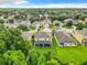 Aerial view of a two-story house with a screened patio and lush lawn at 1382 Plumgrass Cir, Ocoee, FL 34761