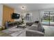 Living room features a sectional sofa and pool view at 1435 Moon Valley Dr, Davenport, FL 33896