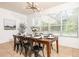 Dining room with a large table and chairs, overlooking the pool and backyard at 290 Las Fuentes Dr, Kissimmee, FL 34746