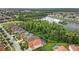 Aerial view of houses near a lake, showcasing the community's landscape and location at 290 Las Fuentes Dr, Kissimmee, FL 34746