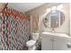 Updated bathroom with a modern vanity and patterned shower curtain at 2350 Pleasant Dr, Longwood, FL 32779