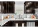 Clean kitchen with dark cabinets, stainless steel appliances, and double sink at 2599 Nouveau Way, Kissimmee, FL 34741