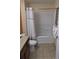 Clean bathroom with a tub shower combination and tile flooring at 12527 Floridays Resort Dr # 510E, Orlando, FL 32821