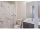Clean bathroom with shower/tub combo and vanity at 1714 Wynford Cir, Tavares, FL 32778