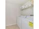 Bright laundry room, features washer, dryer, and overhead shelving at 3349 Rodrick Cir, Orlando, FL 32824