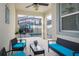 Covered patio with outdoor seating and a view of the pool at 4804 Memories Ln, Kissimmee, FL 34746