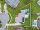 Overhead view of house, yard, pool and neighborhood at 8692 Vesta Ter, Orlando, FL 32825