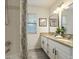 Clean bathroom with double vanity, granite countertop, and shower/tub combo at 812 Shell Ln, Longwood, FL 32750