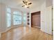 Bedroom with hardwood floors, bay window, and ceiling fan at 948 Woodcraft Dr, Apopka, FL 32712