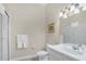 Bathroom with a shower, toilet, and a vanity with a large mirror at 514 Lucaya Loop # 514, Davenport, FL 33897