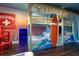 Beach-themed bedroom with multiple bunk beds at 7481 Gathering Loop, Reunion, FL 34747