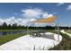 Shaded picnic area with pond view; features tables and benches at 15871 Tollington Aly, Winter Garden, FL 34787
