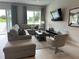 Spacious living room featuring a large sectional sofa, coffee table, and flat-screen TV at 7740 Sandy Ridge Dr # 135, Kissimmee, FL 34747