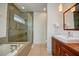 Modern bathroom with glass shower and updated vanity at 1561 Corolla Ct, Reunion, FL 34747