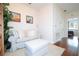 Cozy sitting room with comfortable couch and ottoman at 6316 Miramonte Dr # 106, Orlando, FL 32835