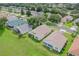 Aerial view of houses on a golf course, showcasing various architectural styles at 2366 Prairie Dunes, Clermont, FL 34711